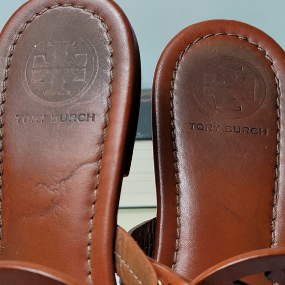 TORY BURCH MILLER SANDAL FLIP FLOPS BROWN LEATHER SIZE 9 - Picture 10 of 11